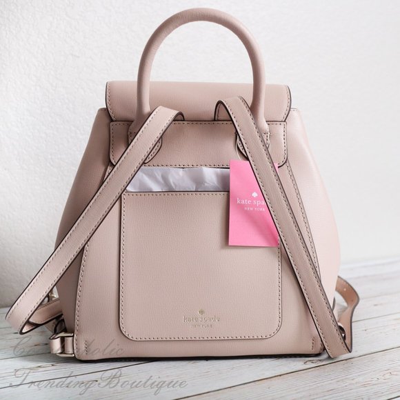 NWT Kate Spade Adel Flap Backpack in Warmbeige - Picture 6 of 12
